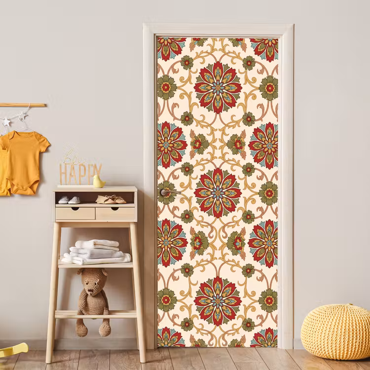 Deursticker - Patroon - Bloemen - Ornament - Klassiek - Kleurrijk — 6