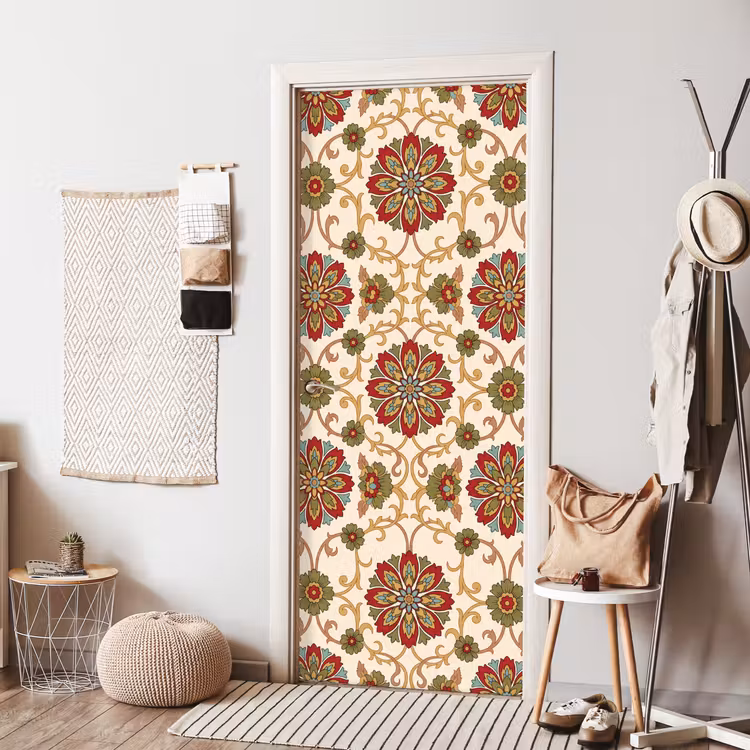 Deursticker - Patroon - Bloemen - Ornament - Klassiek - Kleurrijk — 8