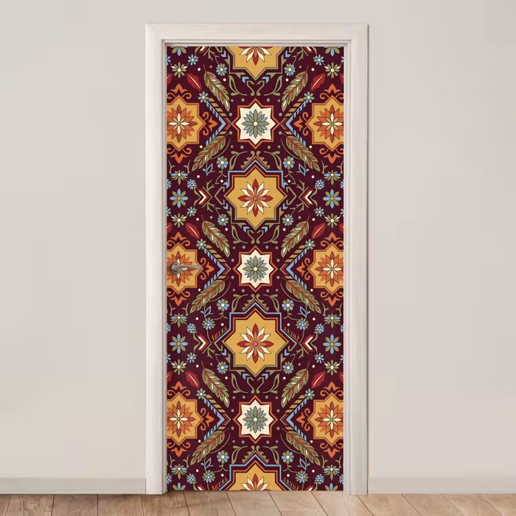 Deursticker - Patroon - Floraal - Geometrisch - Kleurrijk - Decoratie — 1