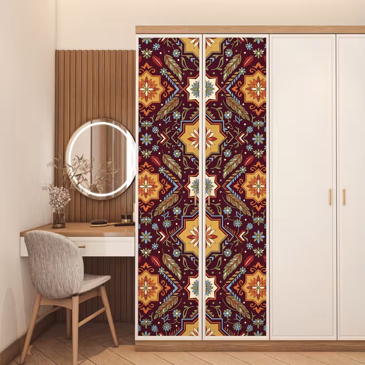 Deursticker - Patroon - Floraal - Geometrisch - Kleurrijk - Decoratie — 5