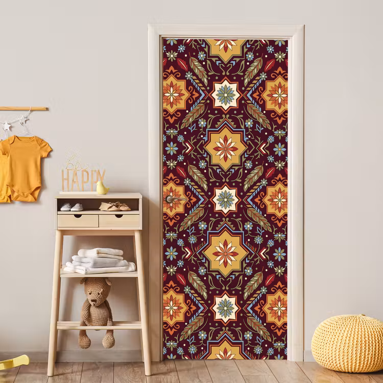 Deursticker - Patroon - Floraal - Geometrisch - Kleurrijk - Decoratie — 6