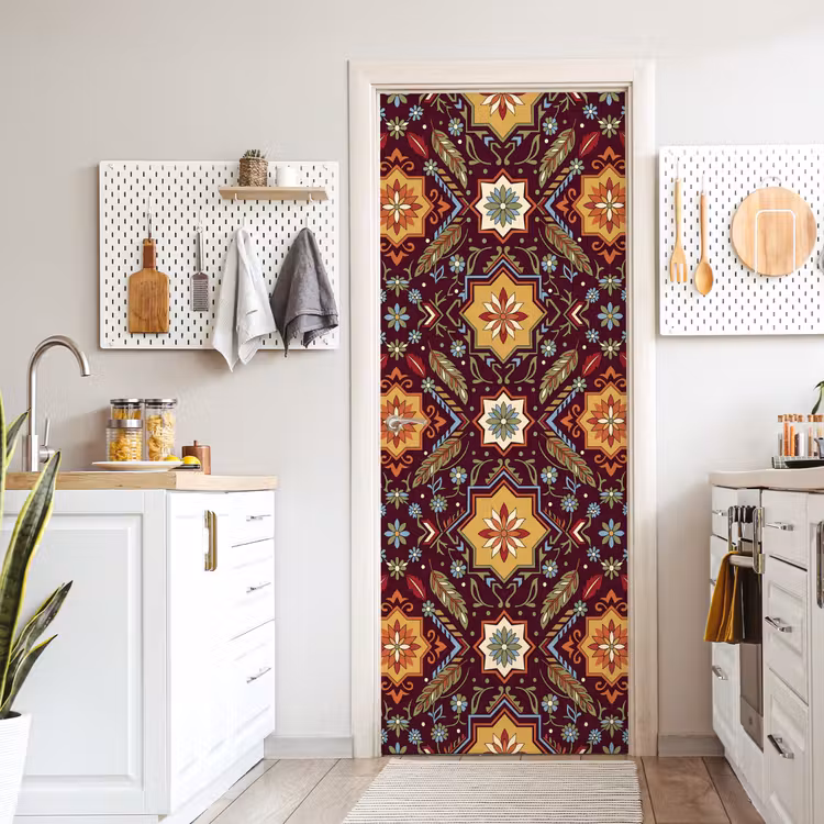 Deursticker - Patroon - Floraal - Geometrisch - Kleurrijk - Decoratie — 7