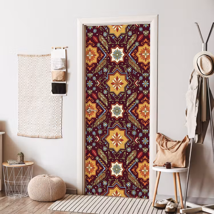 Deursticker - Patroon - Floraal - Geometrisch - Kleurrijk - Decoratie — 8