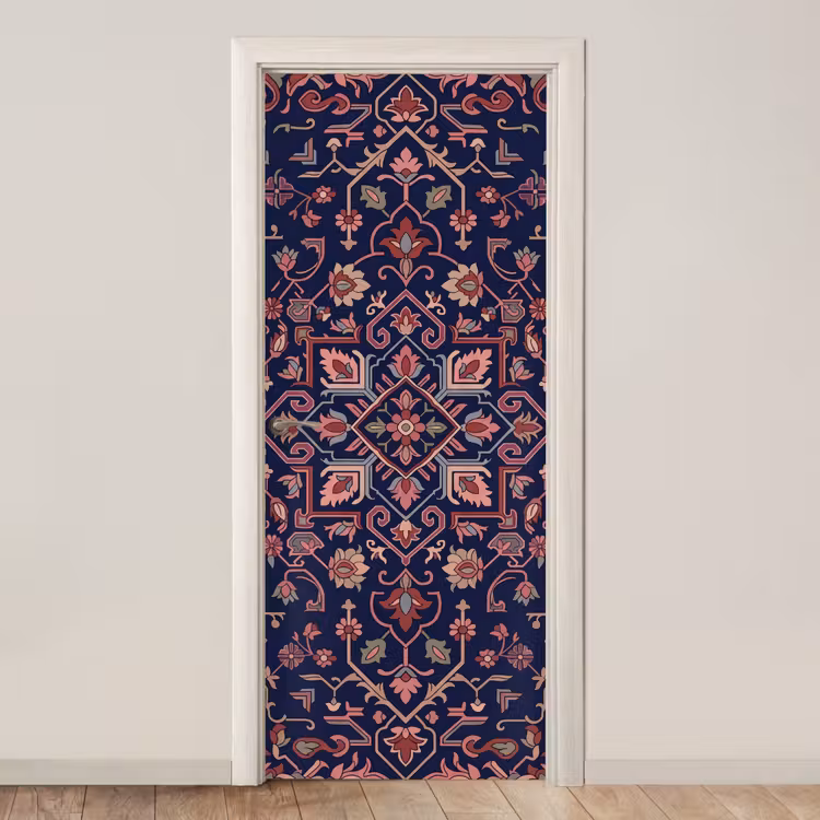 Deursticker - Patroon - Oosters - Floraal - Blauw - Klassiek — 1