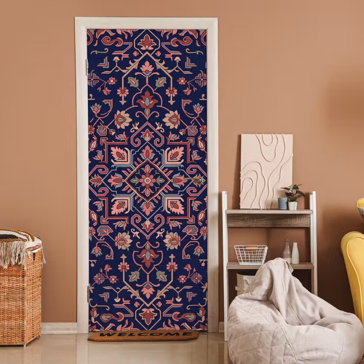 Deursticker - Patroon - Oosters - Floraal - Blauw - Klassiek — 2