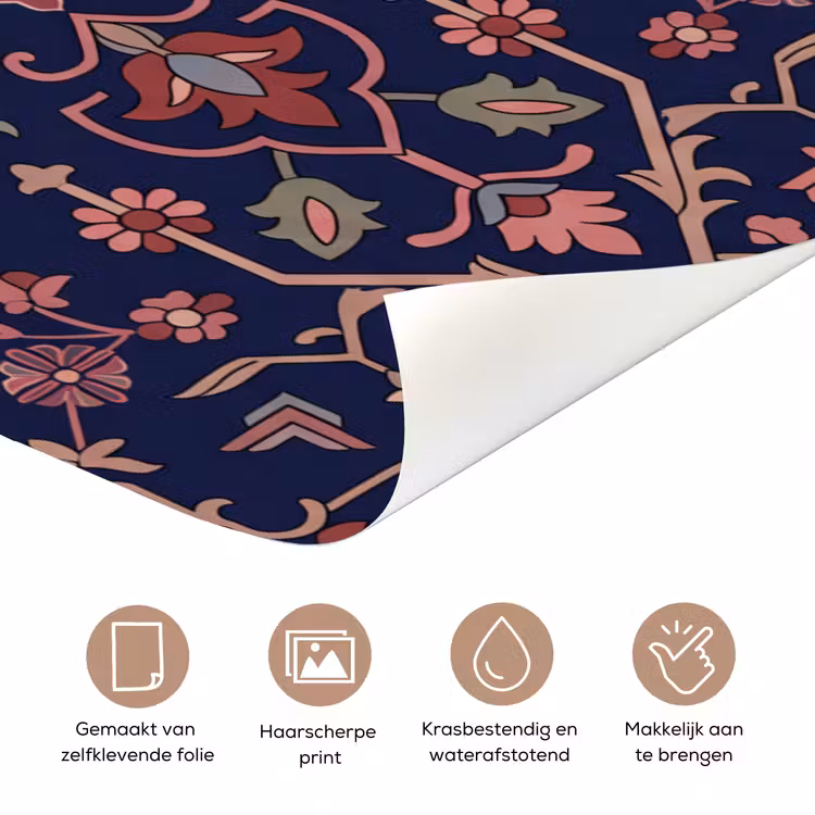 Deursticker - Patroon - Oosters - Floraal - Blauw - Klassiek — 3