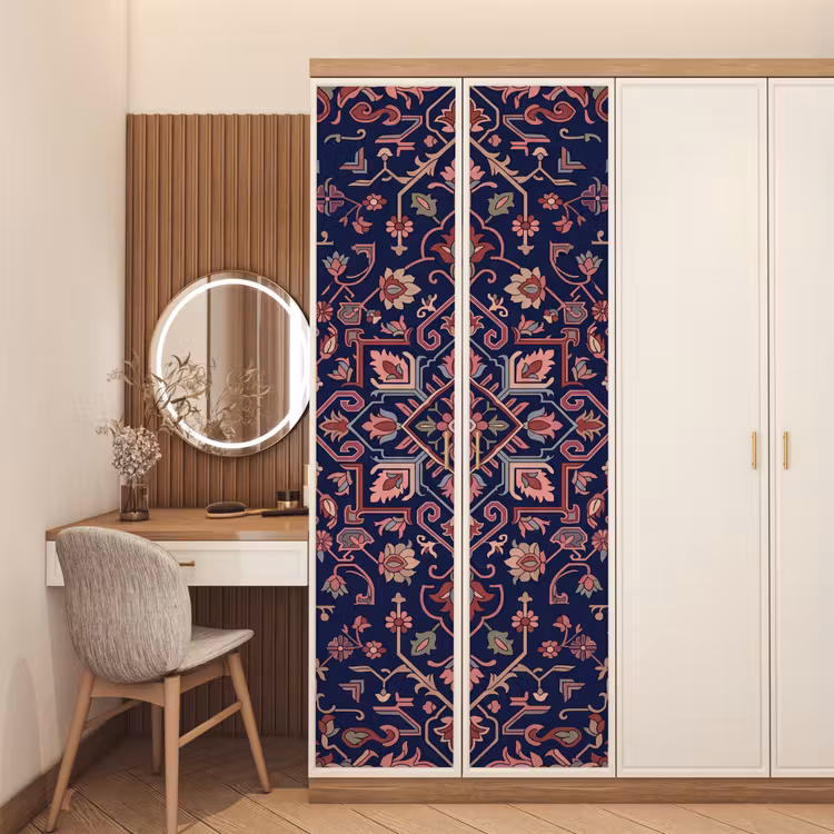 Deursticker - Patroon - Oosters - Floraal - Blauw - Klassiek — 5