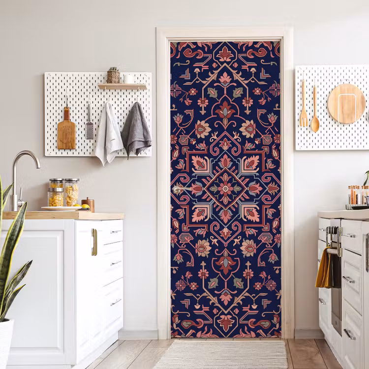Deursticker - Patroon - Oosters - Floraal - Blauw - Klassiek — 7