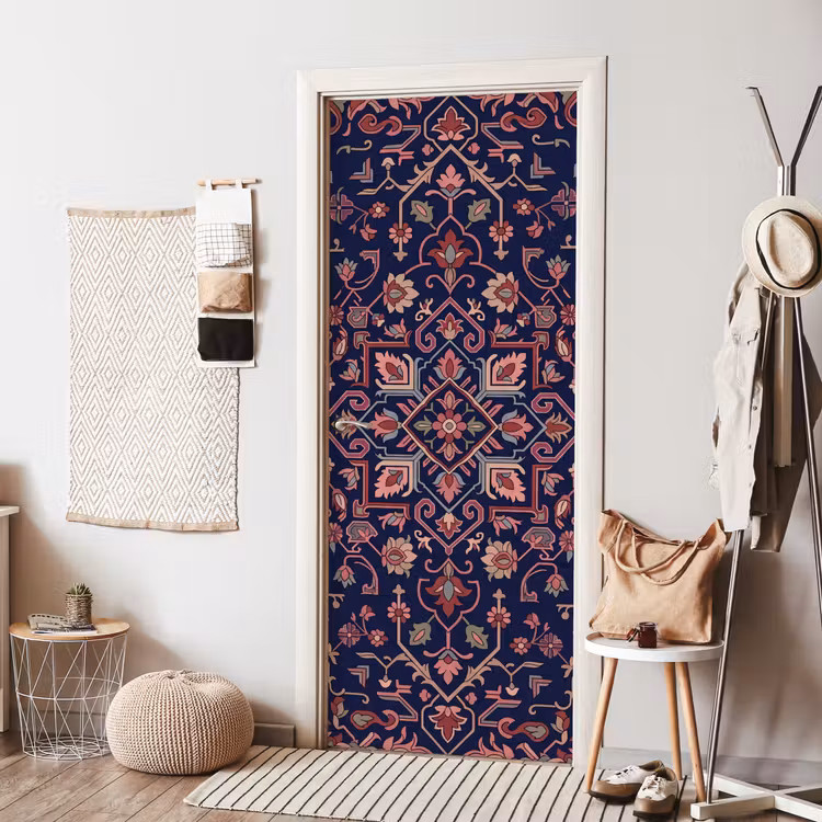 Deursticker - Patroon - Oosters - Floraal - Blauw - Klassiek — 8