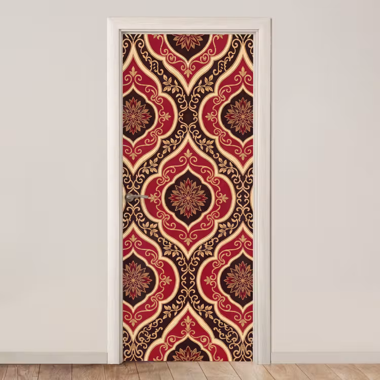 Deursticker - Patroon - Ornament - Barok - Rood - Goud — 1