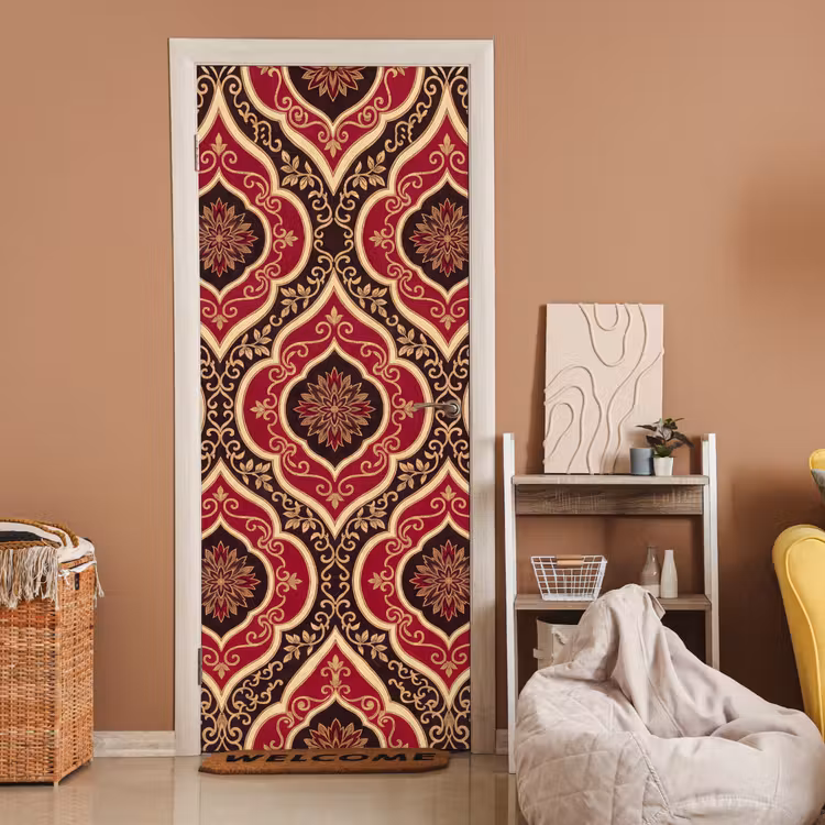 Deursticker - Patroon - Ornament - Barok - Rood - Goud — 2