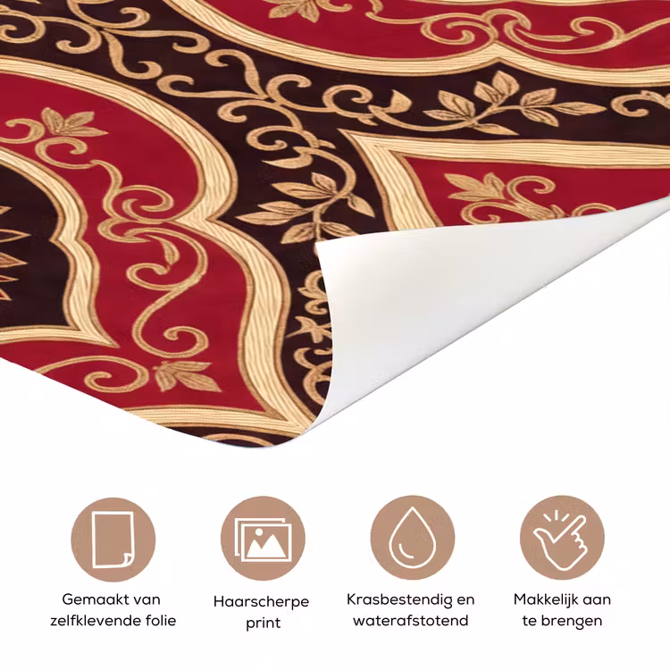 Deursticker - Patroon - Ornament - Barok - Rood - Goud — 3