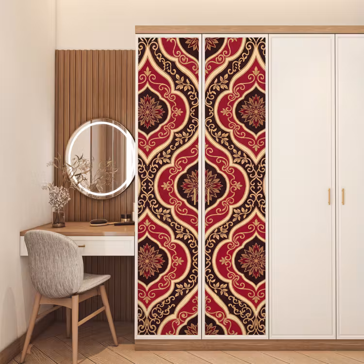 Deursticker - Patroon - Ornament - Barok - Rood - Goud — 5