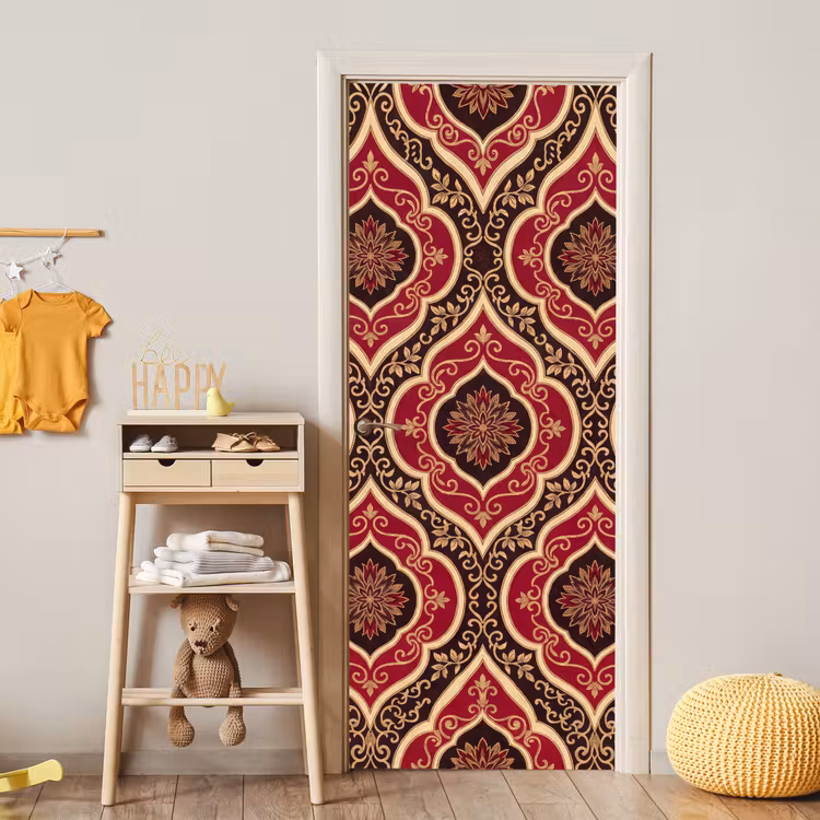 Deursticker - Patroon - Ornament - Barok - Rood - Goud — 6