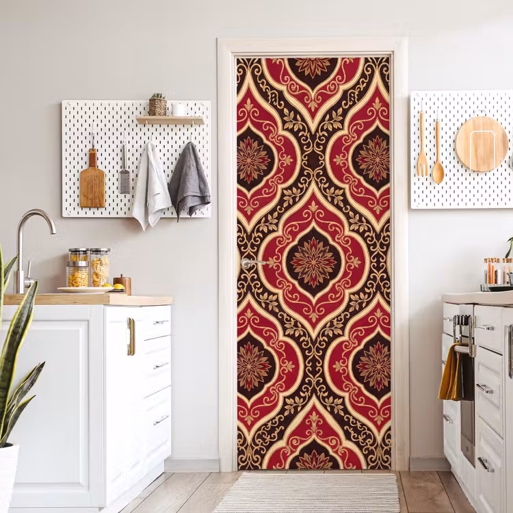 Deursticker - Patroon - Ornament - Barok - Rood - Goud — 7