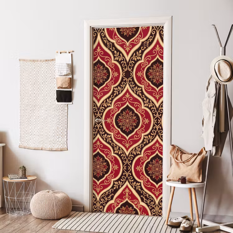 Deursticker - Patroon - Ornament - Barok - Rood - Goud — 8
