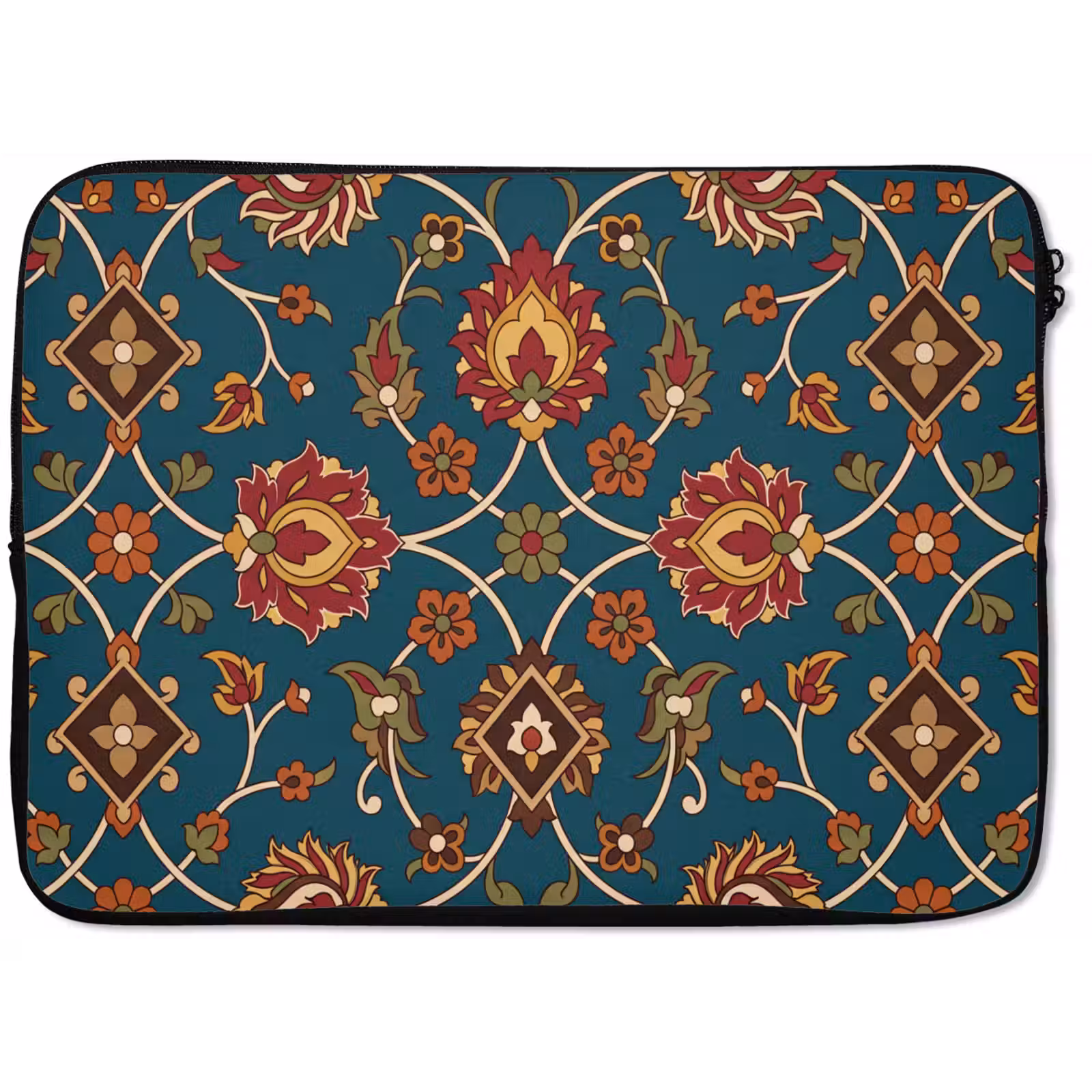 Laptophoes Ornament - Flora - Traditioneel - Klassiek - Blauwgroen — 1