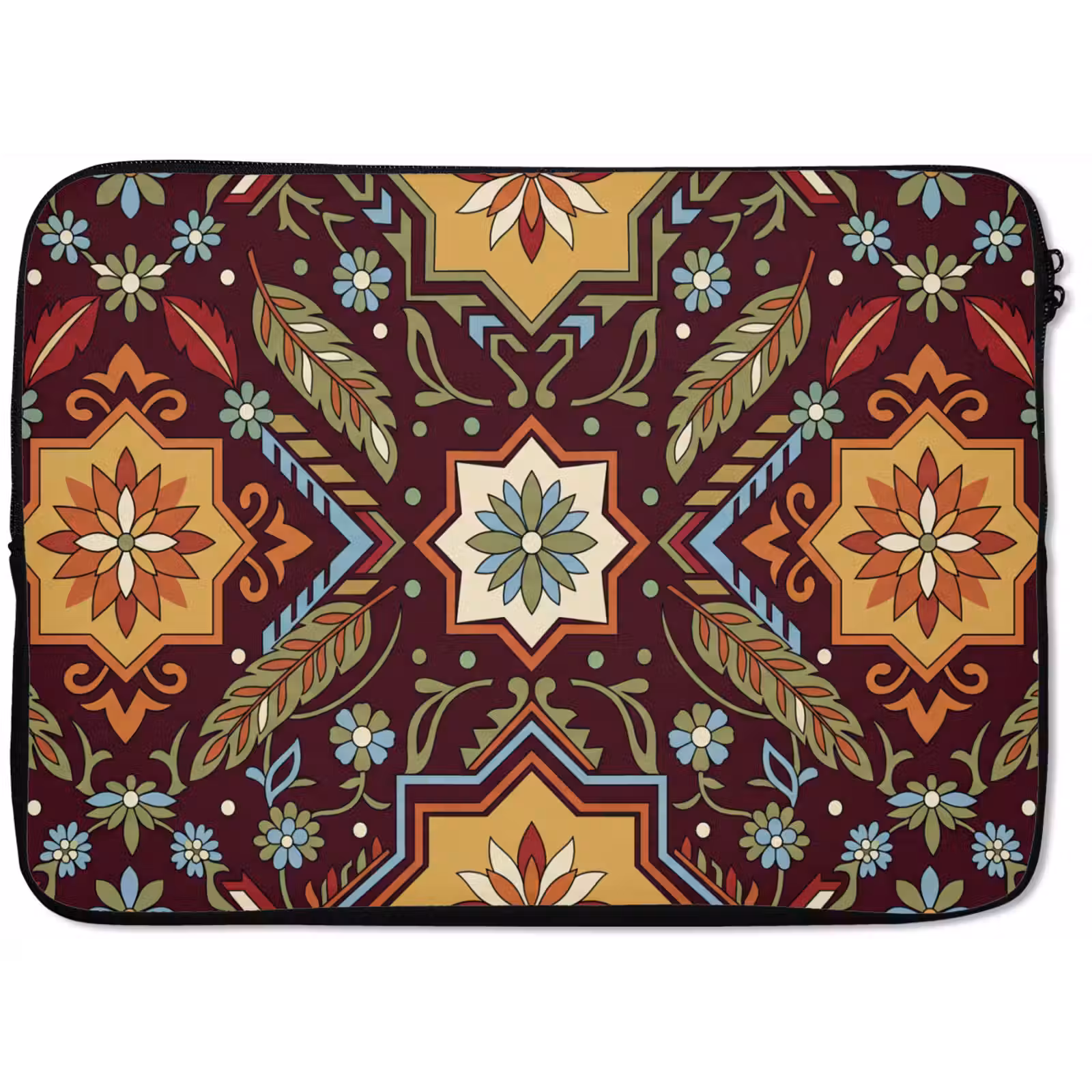 Laptophoes Patroon - Floraal - Geometrisch - Kleurrijk - Decoratie — 1