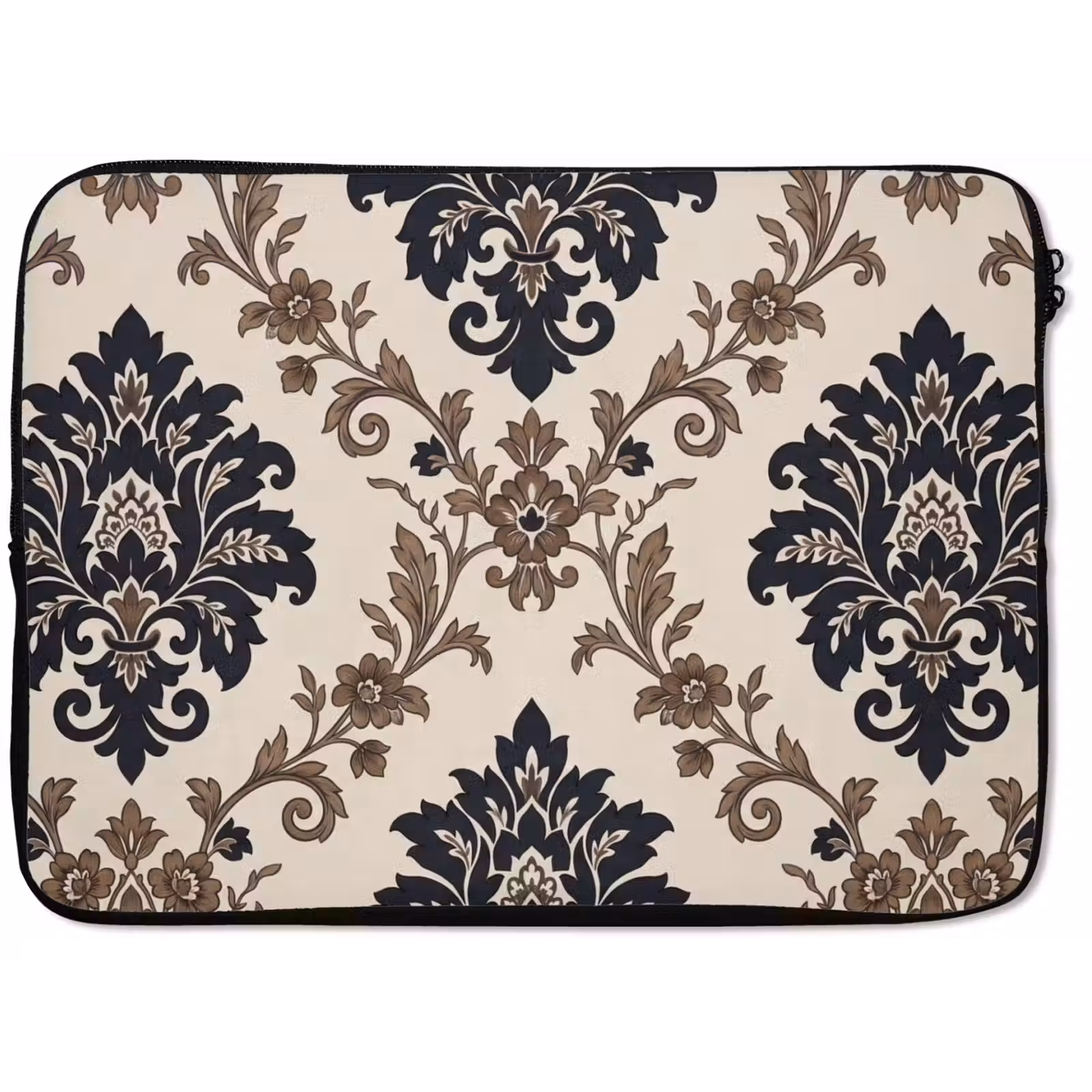 Laptophoes Patroon - Floraal - Klassiek - Beige-blauw — 1