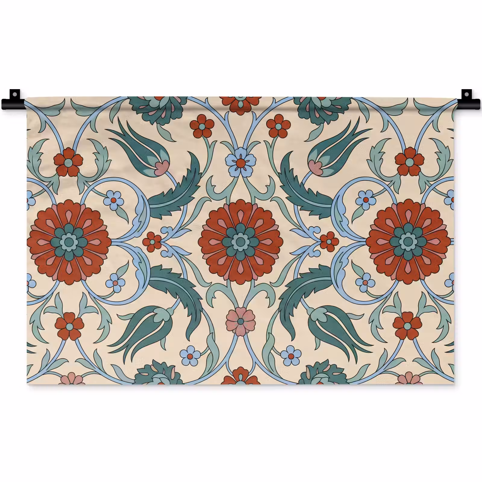 Wandkleed - Bloemen - Patroon - Klassiek - Decoratie - Kleurrijk — 1