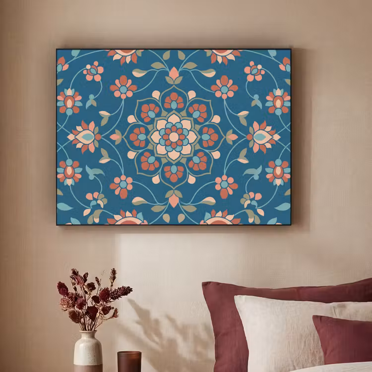 Art frame - Bloemen - Patroon - Natuur - Ornament - Blauw — 3