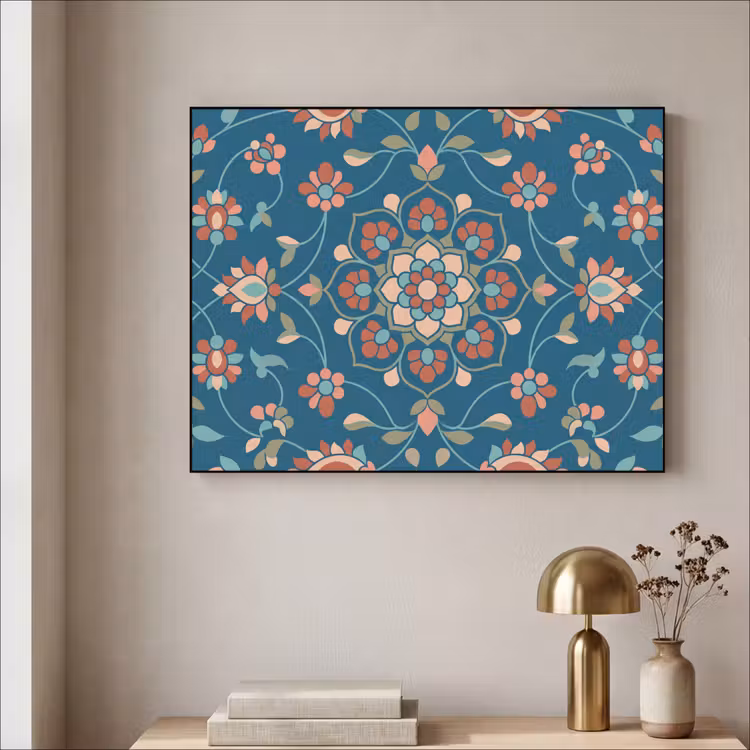 Art frame - Bloemen - Patroon - Natuur - Ornament - Blauw — 5