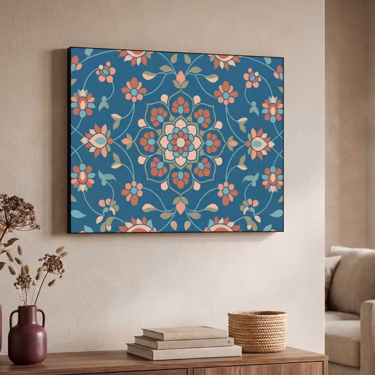 Art frame - Bloemen - Patroon - Natuur - Ornament - Blauw — 7