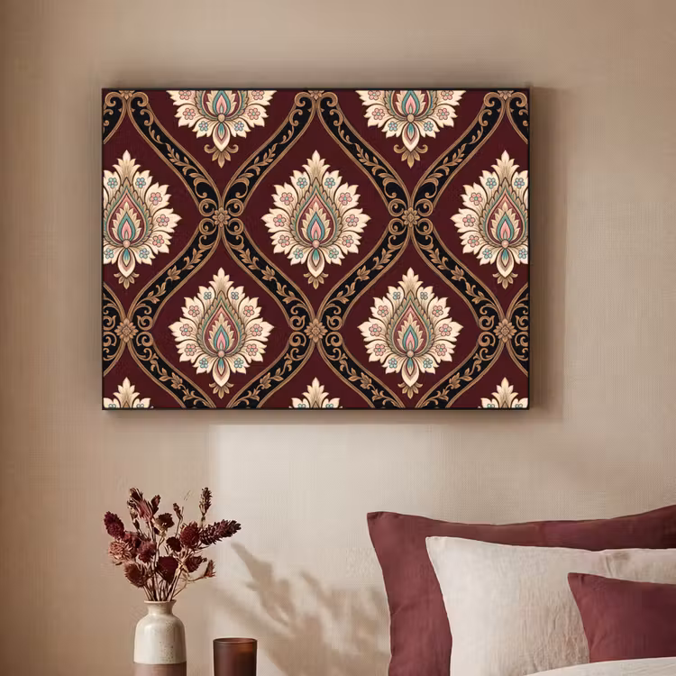 Art frame - Patroon - Bloemmotief - Decoratie - Klassiek - Rood — 3