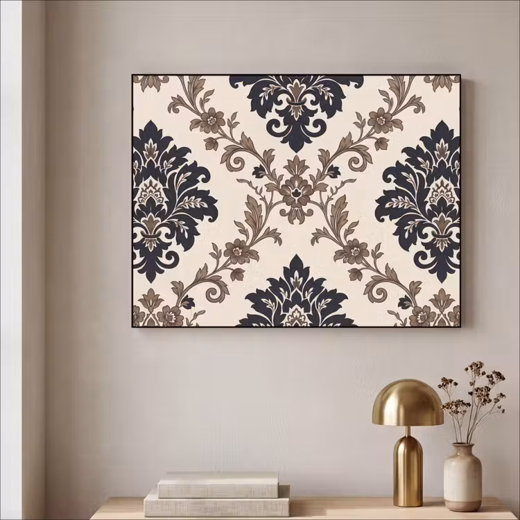 Art frame - Patroon - Floraal - Klassiek - Beige-blauw — 5