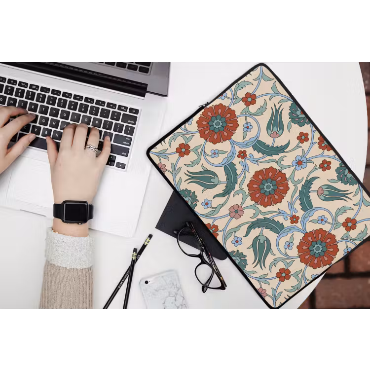 Laptophoes Bloemen - Patroon - Klassiek - Decoratie - Kleurrijk — 3