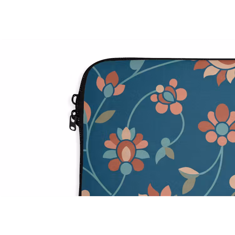Laptophoes Bloemen - Patroon - Natuur - Ornament - Blauw — 5