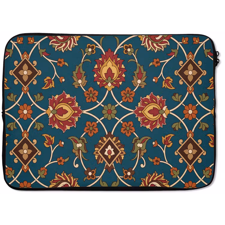 Laptophoes Ornament - Flora - Traditioneel - Klassiek - Blauwgroen — 1