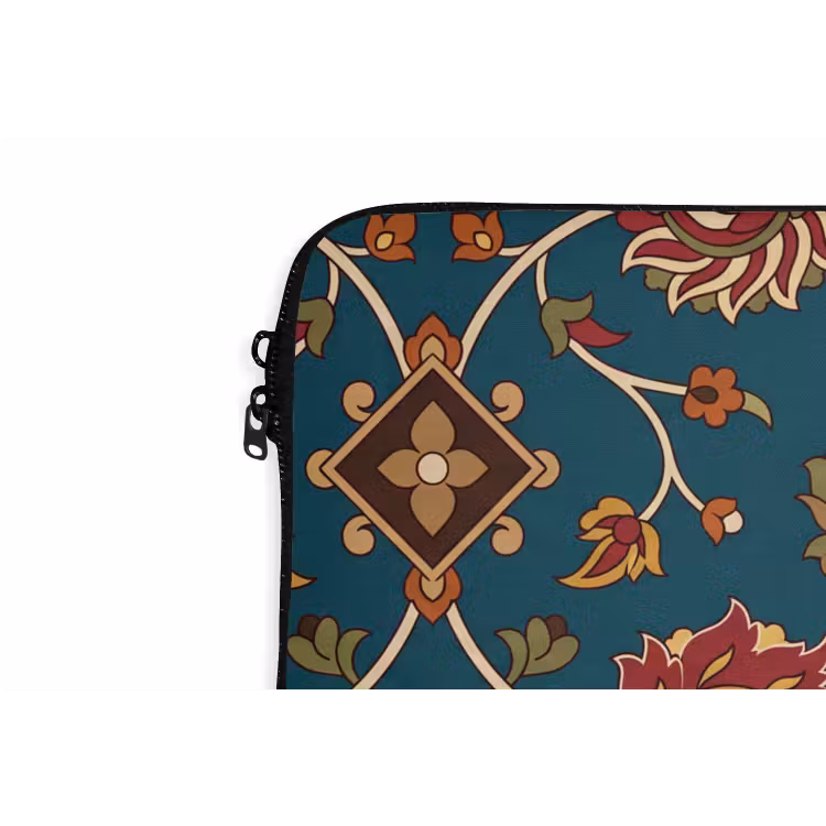 Laptophoes Ornament - Flora - Traditioneel - Klassiek - Blauwgroen — 5