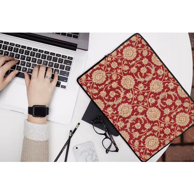 Laptophoes Patroon - Bloem - Klassiek - Oosters - Rood — 3