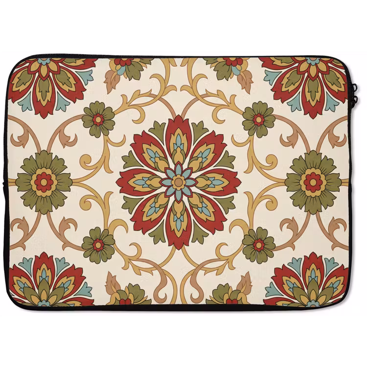 Laptophoes Patroon - Bloemen - Ornament - Klassiek - Kleurrijk — 1