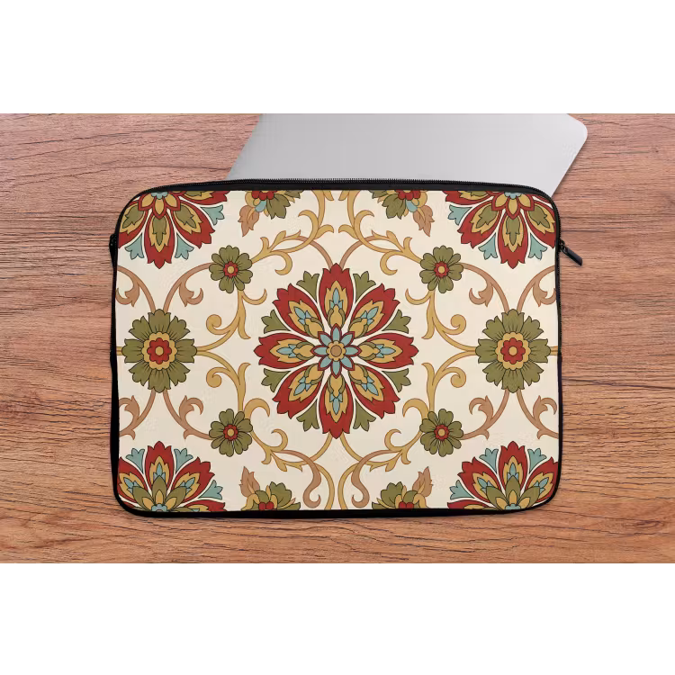 Laptophoes Patroon - Bloemen - Ornament - Klassiek - Kleurrijk — 2
