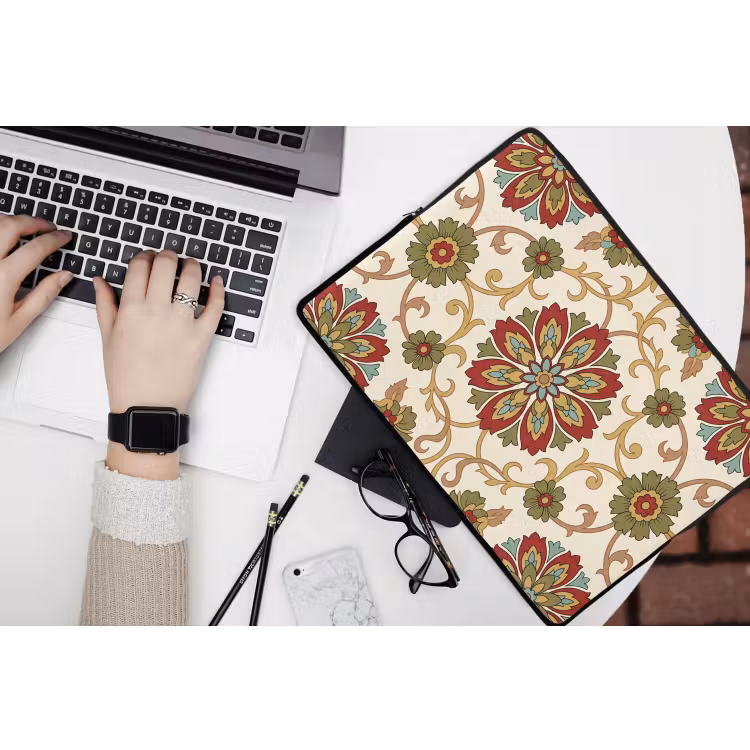 Laptophoes Patroon - Bloemen - Ornament - Klassiek - Kleurrijk — 3