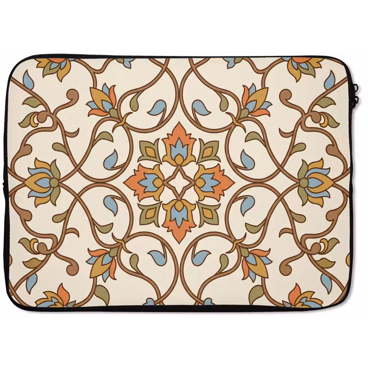 Laptophoes Patroon - Bloemen - Ornament - Kleurrijk — 1