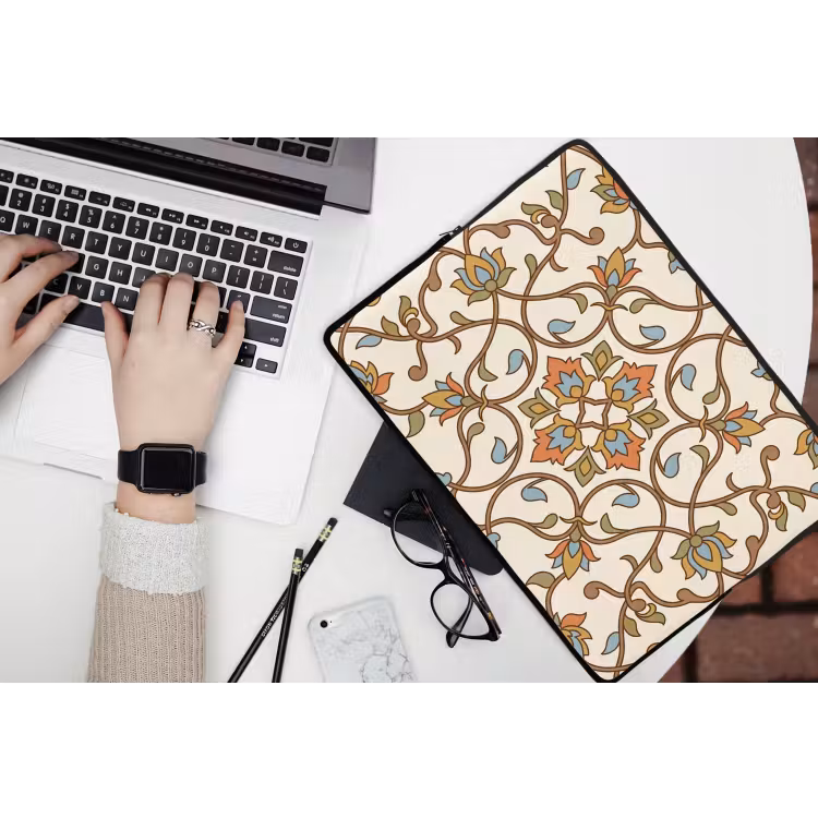 Laptophoes Patroon - Bloemen - Ornament - Kleurrijk — 3