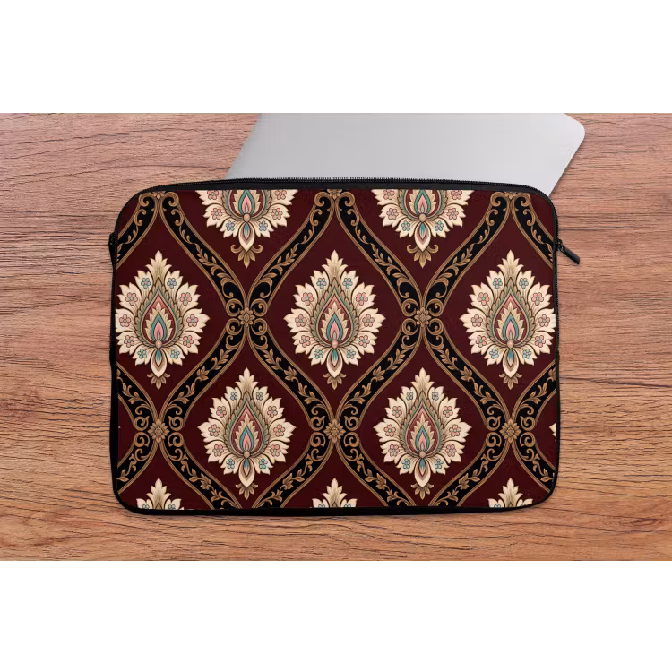 Laptophoes Patroon - Bloemmotief - Decoratie - Klassiek - Rood — 2