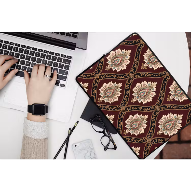 Laptophoes Patroon - Bloemmotief - Decoratie - Klassiek - Rood — 3