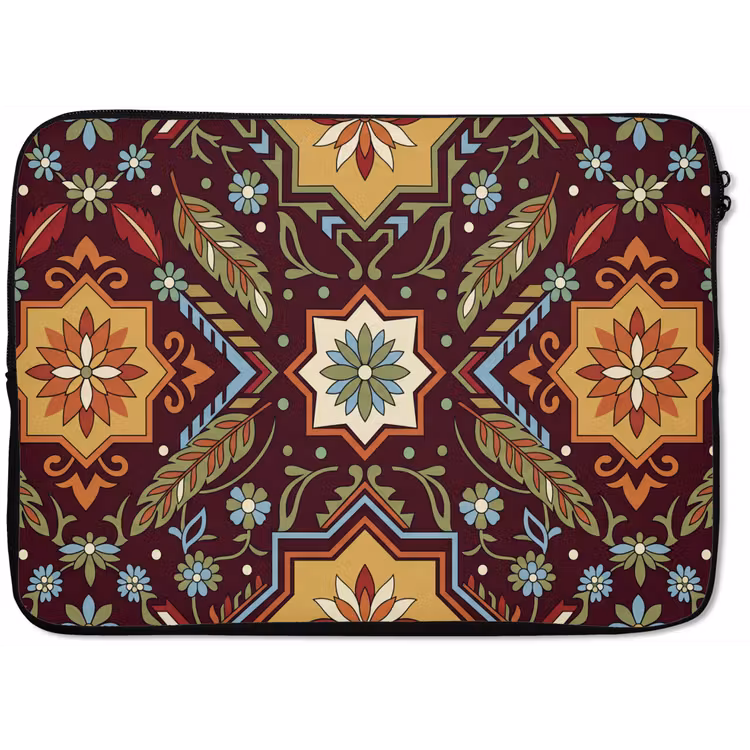 Laptophoes Patroon - Floraal - Geometrisch - Kleurrijk - Decoratie — 1