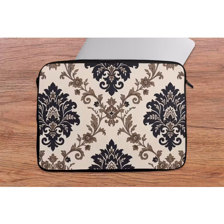 Laptophoes Patroon - Floraal - Klassiek - Beige-blauw — 2