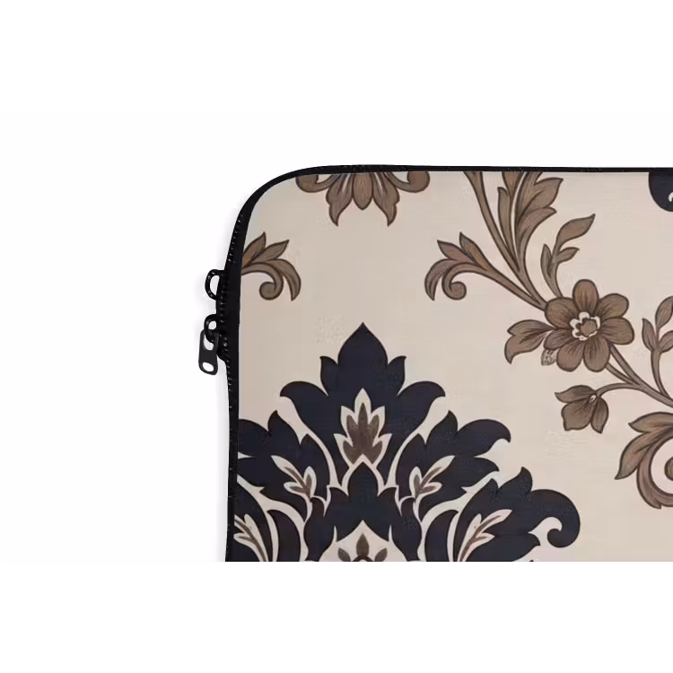 Laptophoes Patroon - Floraal - Klassiek - Beige-blauw — 5