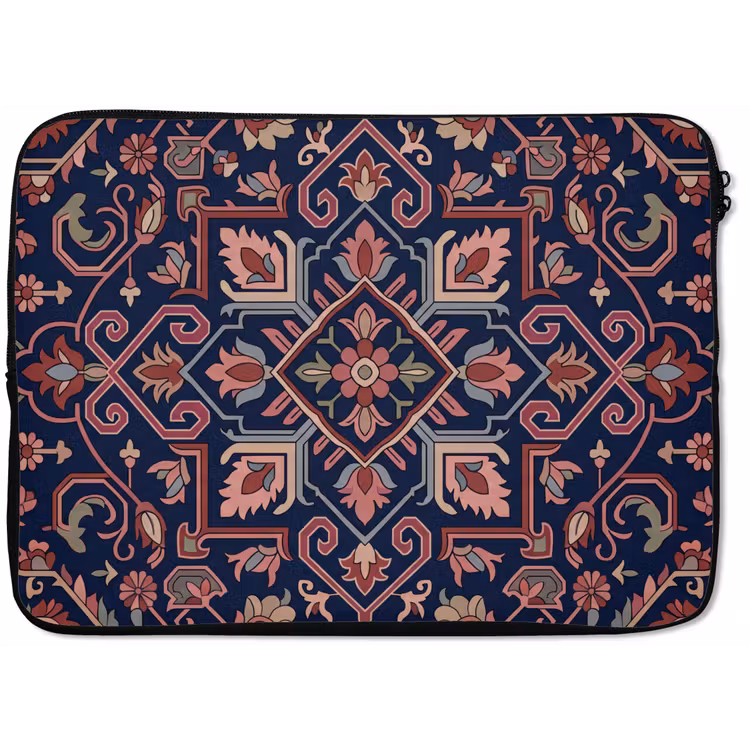 Laptophoes Patroon - Oosters - Floraal - Blauw - Klassiek — 1