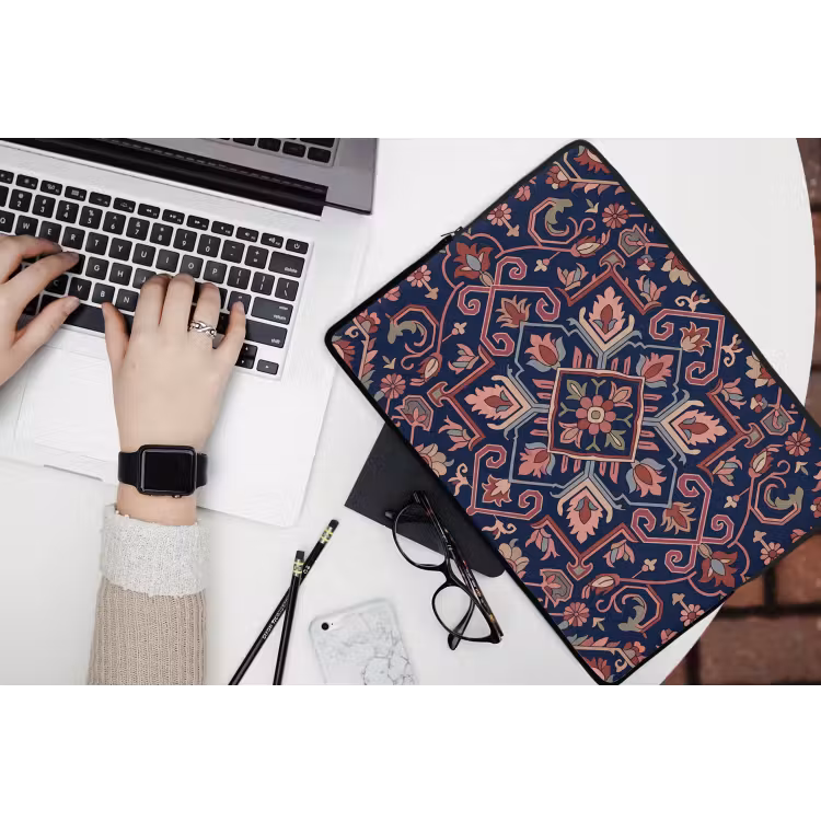 Laptophoes Patroon - Oosters - Floraal - Blauw - Klassiek — 3