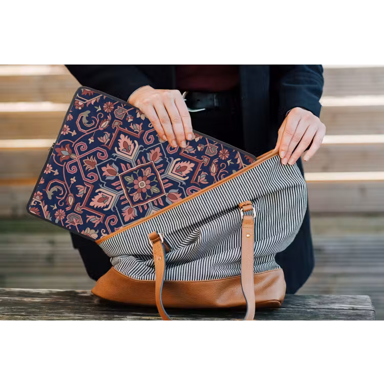 Laptophoes Patroon - Oosters - Floraal - Blauw - Klassiek — 4
