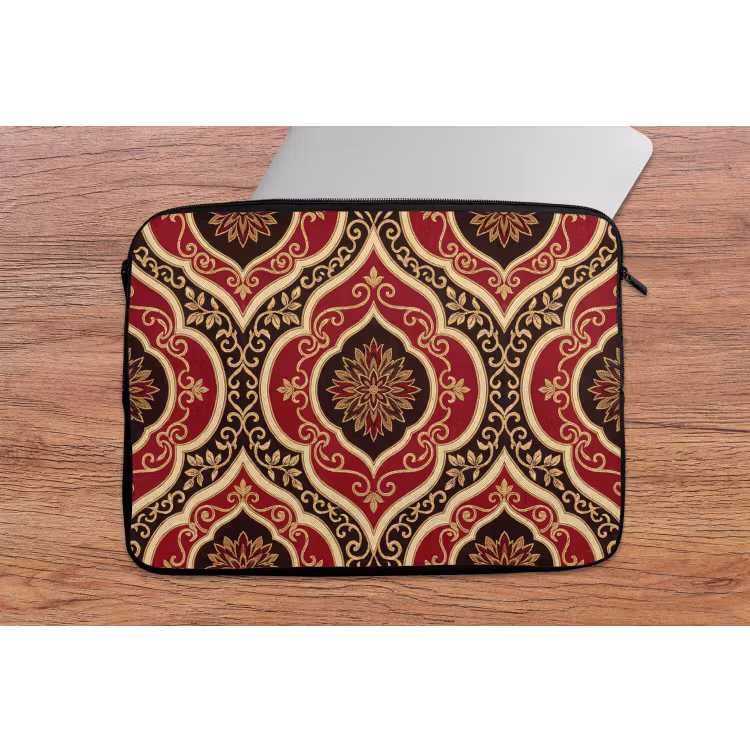 Laptophoes Patroon - Ornament - Barok - Rood - Goud — 2