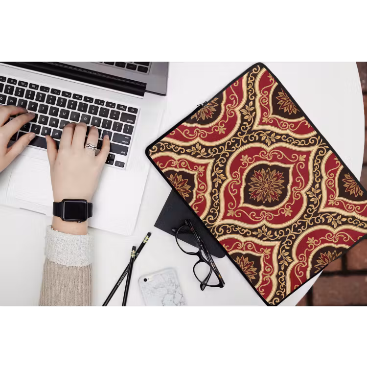 Laptophoes Patroon - Ornament - Barok - Rood - Goud — 3
