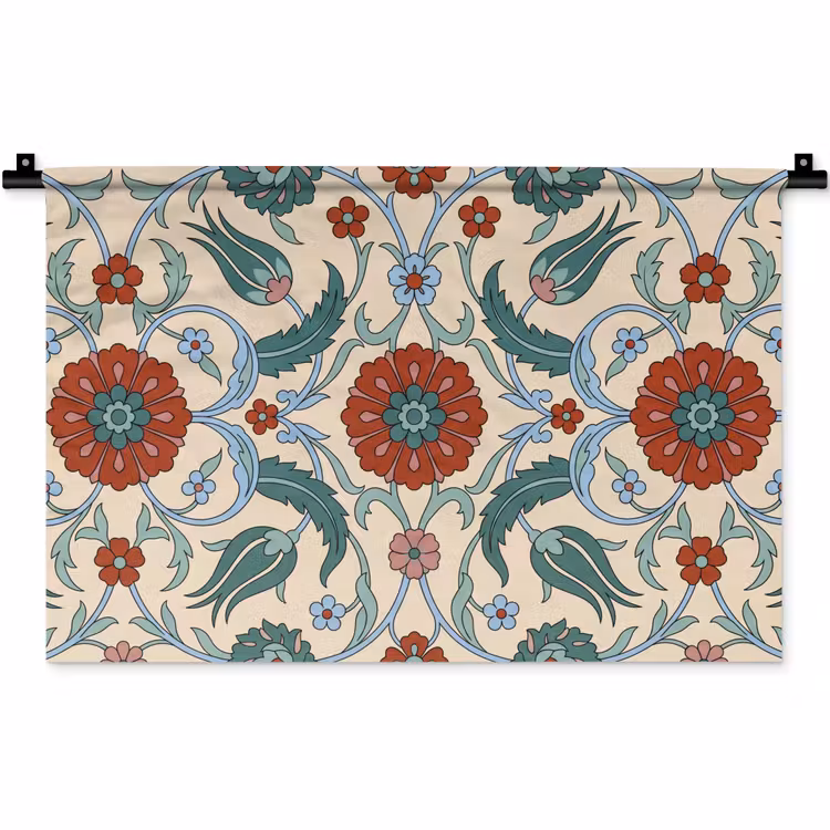 Wandkleed - Bloemen - Patroon - Klassiek - Decoratie - Kleurrijk — 1